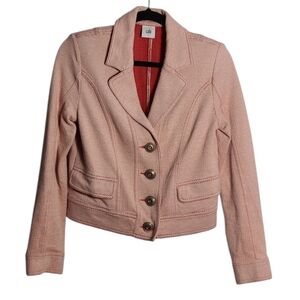 CAbi Blazer Red And White w/ Notched Lapels and Structured Shoulders Size Small